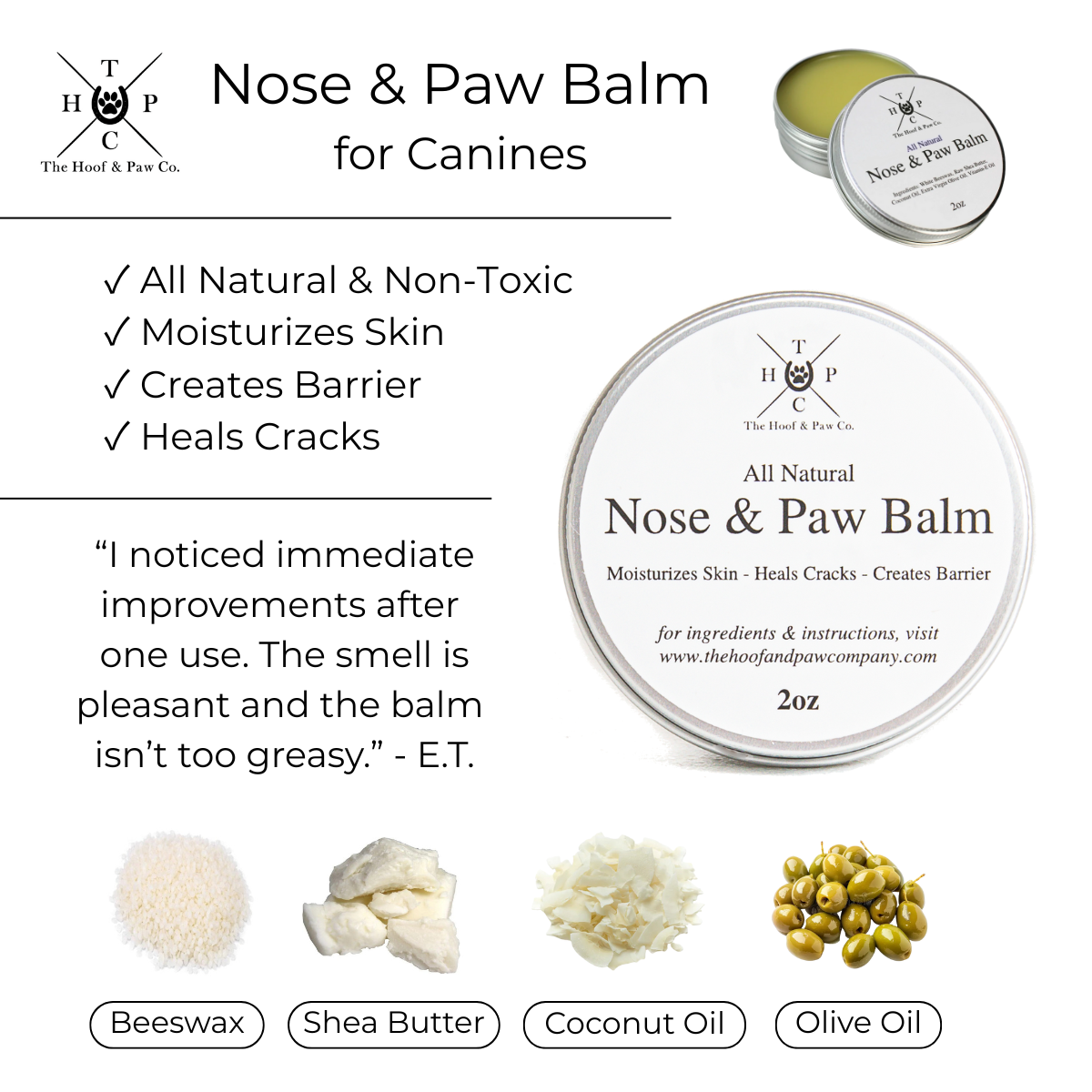 All Natural Nose & Paw Balm - for Dogs - 2oz